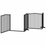 Dog Gate with Door Foldable 10 Panels Black 800 cm Poplar Wood 3155631