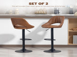 Bar Stools Set of 2, PU Leather Swivel Barstools with Backrest and Footrest for Kitchen, Counter, T3398P552520