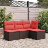 Garden Stool with Cushion Brown 55 x 55 x 37 cm Poly Rattan 366231