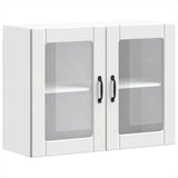 Kitchen Wall Cabinet with Glass Door Lucca White Engineered Wood 853847