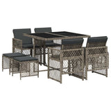 9 Piece Garden Dining Set with Cushions Grey Poly Rattan 3210776