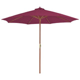 Garden Parasol with Wooden Pole 300 cm Bordeaux Red 44497