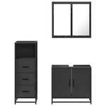 ZNTS 3 Piece Bathroom Furniture Set Black Engineered Wood 3301005