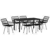 Garden Dining Set 7 pcs Black Powder-Coated Steel 3379188