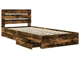 Bed Frame with Drawer Smoked Oak 100 x 200 cm Engineer Wood 3411856