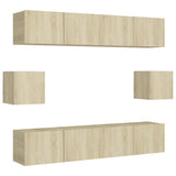 6 Piece TV Cabinet Set Sonoma Oak Engineered Wood 3078998