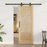 Sliding Door Natural and Black 73.5 x 198.5 cm Solid Pine Wood 3333494
