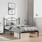Metal Bed Frame without Mattress with Headboard Black 100x190cm 353433