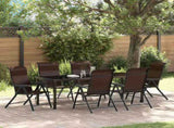 Garden Dining Set 7 pcs Brown Powder-Coated Steel 3379266