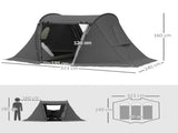 3 Man Camping Tent with Living Area and 2 Bedrooms, 3000mm Waterproof Family Tent with Sewn-in T3398P347559