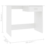 ZNTS Desk White 100x50x76 cm Engineered Wood 800549