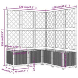 ZNTS Garden Planter with Trellis Light Grey 120x120x136 cm PP 153278