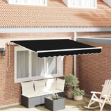 Retractable Awning Black 350 x 200 cm Polyester and Aluminium 3329713