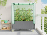 Raised Bed with Cover and Wheels Rattan Look 80x50x182 cm 4015864