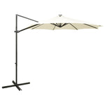 ZNTS Cantilever Garden Parasol with Pole and LED Lights Sand 300 cm 312336