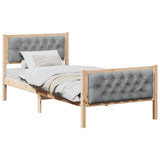 Bed Frame with Headboard Light Grey 90 x 200 cm Solid Pine Wood 878424