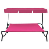 Outdoor Lounge Bed with Canopy Pink 313528