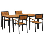 Garden Dining Set 5 pcs Black and brown 180 x 90 x 75 cm 3284417