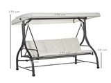 3 Seater Canopy Swing Chair, 2 in 1 Garden Swing Seat Bed, with Adjustable Canopy and Metal Frame, T3398P328429