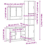 ZNTS 3 Piece Bathroom Furniture Set Grey Sonoma Engineered Wood 3301123