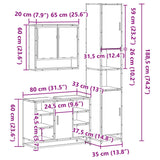 ZNTS 3 Piece Bathroom Furniture Set Grey Sonoma Engineered Wood 3301123