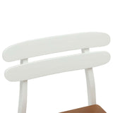 Dining Chair 2 pcs White and Natural Solid Rubber Wood 42020515