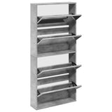Shoe Cabinet with Mirror 4-Layer Concrete Grey 63x17x134 cm 3228275
