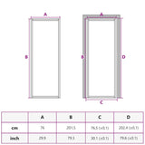 Interior Door White 76x201.5 cm Tempered Glass&Aluminium Slim 153666