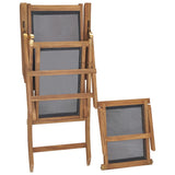 Deck Chair Black Solid Teak Wood 152 cm x 60 cm x 90 cm Foldable 47410
