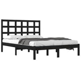 Bed Frame without Mattress Black 200x200 cm Solid Wood 3105494