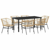 Garden Dining Set 7 pcs Brown Poly Rattan 3380901