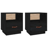 Bedside Cabinets 2 pcs Black 40x34x45 cm Solid Wood Pine 818304