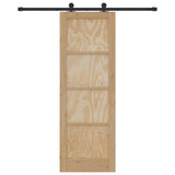 Sliding Door Natural and Black 73.5 x 211 cm Solid Pine Wood 3445450