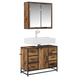 Bathroom Furniture Set with Door 2 pcs Old Wood Engineered Wood 3402429