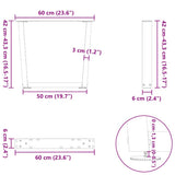Coffee Table Legs V-Shape 2 pcs White 60x cm Steel 4012633