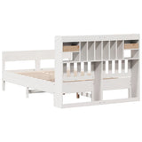 Bookcase Bed without Mattress White 150x200cm King Size Solid Wood Pine 3323024