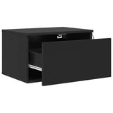 Wall-mounted Bedside Cabinet with LED Lights Black 836828
