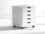 5 Drawer Mobile Filing Cabinet, Vertical File Cabinet, Modern Rolling Office Storage Organizer T3398P344172