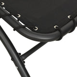 Sun Lounger With Canopy Black Textilene Fabric, Powder-Coated Steel 362706