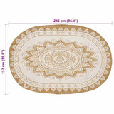 Area Rugs Floral Natural with White Print 152 x 245 cm Jute 42010827