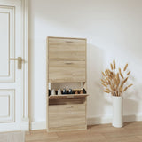 Shoe Cabinet Oak 59x17x150 cm Engineered Wood 342519
