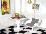 Round Table, Modern Room Table with Steel Base, Non-slip Foot Pad, Space Saving Small T3398P343130