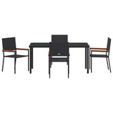Garden Dining Set with Cushion 5 pcs Black Poly Rattan 3379705