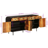 ZNTS Sideboard 140x35x70 cm Solid Wood Reclaimed and Metal 355845