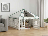 4 Panel Dog Playpen with Roof White 88 x 58 cm Plastic 42027220