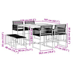 9 Piece Garden Dining Set Black Poly Rattan 3295053