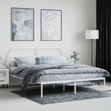 Metal Bed Frame without Mattress with Headboard White 180x200cm 353688