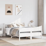 ZNTS Bed Frame with Headboard White 135x190 cm Double Solid Wood Pine 3307060