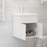 Sink Cabinet with Built-in Basin High Gloss White Engineered Wood 3071267