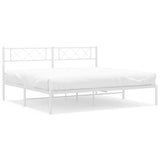 Metal Bed Frame without Mattress with Headboard White 200x200cm 372333
